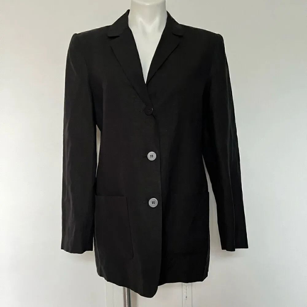 NY & Company Black Linen Rayon Blazer